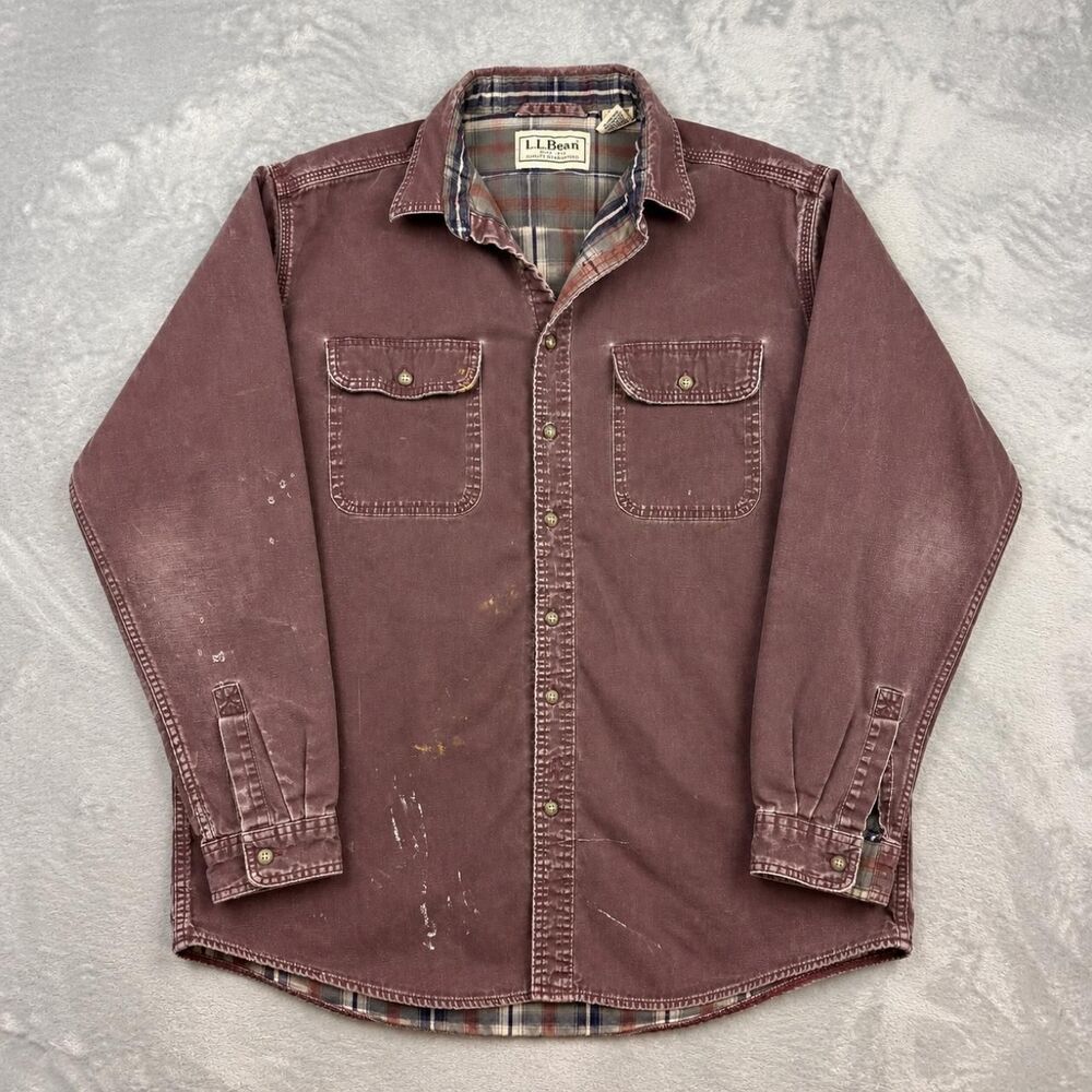 Llbean Men's Burgundy and Brown Jacket